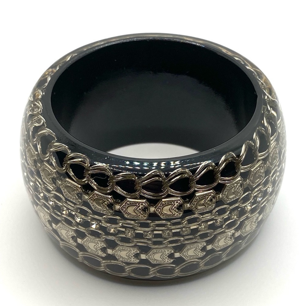 Bracelet Artisan Wooden Resin Heavy Chunky Statement Bangle 8”